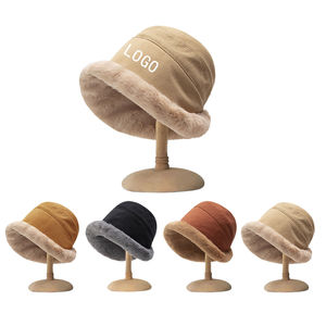 Hot Sell Warm Winter Windproof <b>Bucket</b> Fisherman <b>Hat</b> Thick Warm Plush <b>Bucket</b> <b>Hat</b> For Women And Girls - Product Image 2