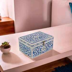 Boîte à bijoux en incrustation d'os en bois écologique de haute qualité avec couleur personnalisée et rangement de cadeaux-Intérieur doux pour articles délicats - Product Image 2