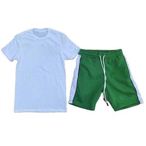 Survêtement d'été vintage personnalisé pour hommes prix d'usine T tissu éponge imprimé logo contraste couleur t-shirt Sborts - Product Image 4