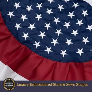 Drapeaux de fanionnerie extérieurs 1,5x5 pieds en polyester durable et imperméable, à suspendre, avec petites plis, drapeaux américains brodés d'étoiles - Product Image 3