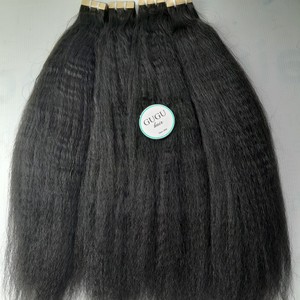 Meilleur prix 100% extensions de cheveux humains vietnamiens bruts Super Double dessiné ruban adhésif Kinky Straight 18 pouces Bundle 30 pouces 1B perruque - Product Image 4