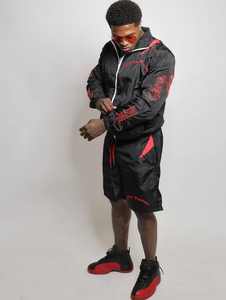 Custom 100% Nylon Mens Tracksuit Summer Short Set Jogger Sweat Suit Short Sleeve Shirt and Shorts Set - Product Image 3