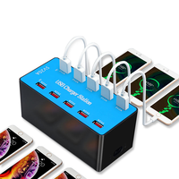 Chargeur USB, station de charge USB 100W 20A avec ports USB intelligents de taille familiale à 10 ports pour plusieurs appareils, téléphones intelligents et tablettes