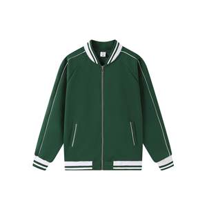 Fabricants de vêtements de haute qualité personnalisé 320g Polyester coton tissu décontracté hommes collège Style lâche fermeture éclair veste de Baseball - Product Image 2