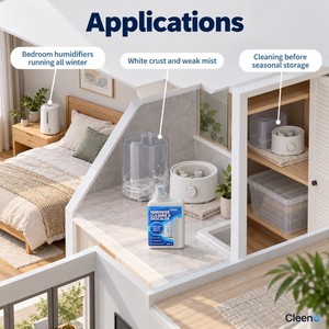 Detergente e Decalcificante Concentrato per Umidificatori 500ml, Soluzione Decalcificante all'Acido Citrico per Serbatoi a Nebbia Calda a Ultrasuoni, OEM, Ingrosso - Product Image 3