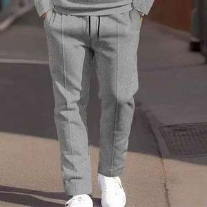 Ensemble de survêtement à rayures latérales personnalisé en usine, unisexe, décontracté, sweat-shirt à col rond thermique, jogging, pantalon de survêtement, hiver - Product Image 3