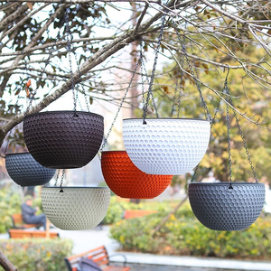 Jardinière suspendue en nid d'abeille avec chaîne, <span class=keywords><strong>pot</strong></span> de fleur en plastique avec drainage, panier de jardin intérieur et extérieur - Product Image 1