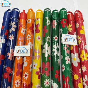 Manche de balai en PVC à motif floral, nettoyage domestique et de jardin, manche en bois - Product Image 1