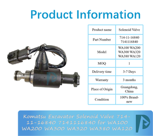 Vanne solénoïde pour excavatrice 714-11-16840 7141116840 pour WA100 WA200 WA300 WA320 WA380 WA120 Pièces détachées pour excavatrice - Product Image 3