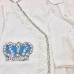 Pelele azul tejido de algodón para recién nacido, personalizado, venta al por mayor, 10 piezas, salida de Hospital - Product Image 2