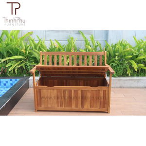 Banco de almacenamiento de caja de cojín de madera de acacia de estilo moderno para uso al aire libre Diseño de ahorro de espacio-Muebles de jardín para hoteles y villas OEM/ODM - Product Image 2