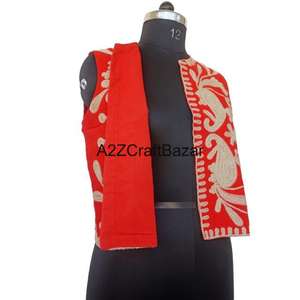 Veste en coton brodée Suzani traditionnelle pour femmes, manches courtes, matelassée, style bohème, vêtements d'extérieur d'hiver - Product Image 4