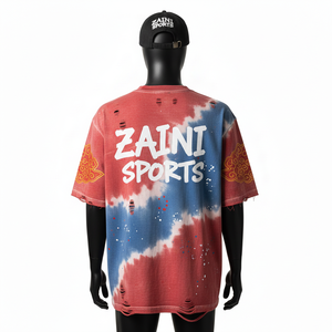 Camiseta 100% algodón para hombre, corte holgado, estampada, camiseta extragrande para hombre, jersey de algodón grueso, teñido anudado, serigrafía, logotipo personalizado, camiseta para hombre - Product Image 2