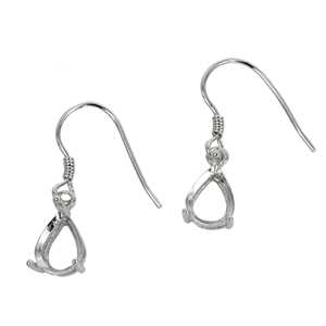 925แข็งแข็งหูลวดเงินสเตอริงทรงลูกแพร์ที่ตั้งตะกร้าเปล่าแบบง่ามขนาด5x7มม.-ต่างหู9X11มม. สำหรับเครื่องประดับที่ประณีต - Product Image 3