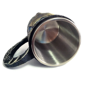 Taza de café creativa de acero inoxidable con logotipo personalizado de 450Ml, vasos de cabeza de Lobo 3D para acampar hoguera - Product Image 3