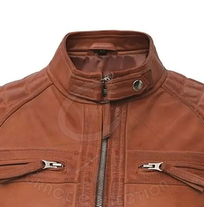 Chaqueta informal de cuello redondo de piel de oveja con cremallera Color personalizado Hecho por Grace Collection Procesamiento de punto - Product Image 4