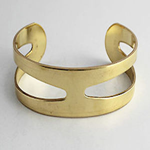 1940 California verde Floral Año Nuevo marrón envejecido griego mate pulsera ligera Floral indio ancho latón liso brazalete joyería - Product Image 2