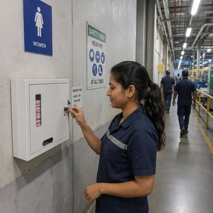 Distributeur automatique mural MJAYA à double verrouillage mécanique, double sortie pour serviettes hygiéniques et préservatifs, capacité de 20 à 150 pièces, garantie 1 an - Product Image 2