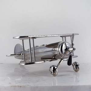 Decoración de Mesa para Sala de Estar, Modelo de Avión Biplano de Aluminio Fundido, Pulido Brillante, Artículos de Regalo Empresariales - Product Image 4