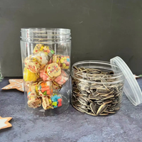 Vietnam pabrik makanan kelas transparan stoples plastik hewan peliharaan 200ml 350ml 500ml untuk biskuit kering permen buah kemasan kue