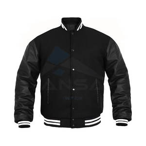 Veste universitaire pour homme en laine mélangée et cuir véritable, design intemporel de lettreman, construction chaude et durable, doublure noire et blanche - Product Image 1