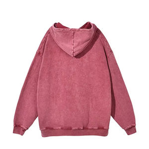 Sweats à capuche unisexes 100% coton délavés à l'acide avec broderie personnalisée, coupe-vent surdimensionné et respirant sans ficelles pour l'hiver - Product Image 4