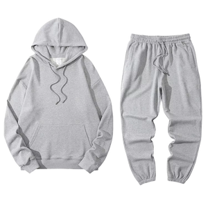 Ensemble de survêtement unisexe personnalisé en coton 100% délavé à l'acide, avec logo brodé, sweat-shirt à capuche - Product Image 1