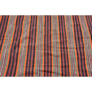 Alfombra de lana turca Vintage 5x8 'naranja negro clásico área grande patrón rectangular estilo tradicional diseño de retazos con respaldo de látex - Product Image 5