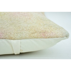 Beige Wool Kantha Woven Patchwork <b>Pillow</b> 18x18 Inch with Vintage Pattern - Product Image 4