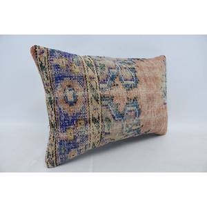 Kantha en laine à motif vintage bohème multicolore 16x24 pouces Coussin décoratif tissé Patchwork Design - Product Image 3