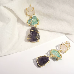 Pendientes de Armonía con Piedras Preciosas Geométricas de Moda en Acabado Metálico, Perfectos para Looks Casuales Modernos y de Oficina para Mujer - Product Image 6