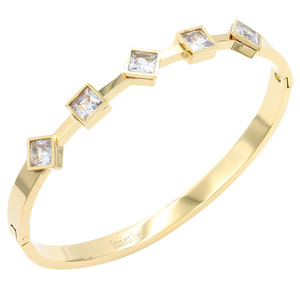 Braccialetti alla moda in acciaio inossidabile placcato oro con stile braccialetto CZ di colore chiaro - Product Image 2