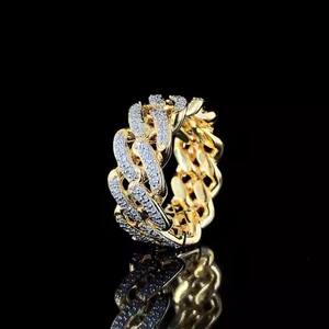 Bague en or jaune 14K avec diamant cubain VVS Moissanite Bague cadeau de fiançailles avec des bijoux fins de style Hip Hop - Product Image 4