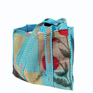 Hand Block Printed Cotton Quilted Shopping Tote <b>Bag</b> Recyclable Washable Lightweight Beach <b>Bag</b> <b>Long</b> Flower Medium Daily Food - Product Image 2