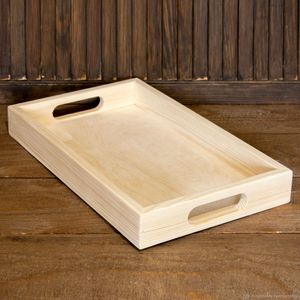 Plateau de service en bois avec gravure florale complexe surface polie pièce élégante pour les fêtes de mariage décor de service à la maison - Product Image 5