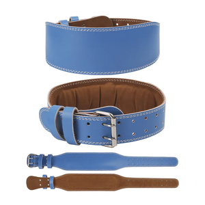 Ceinture de musculation unisexe en cuir de vache robuste, antidérapante, confortable et respirante, bleue, pour les squats et les tractions - Product Image 1