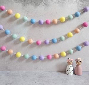 พวงปอมปอมสีพาสเทลประดับบ้านแขวนผนังประดับคริสต์มาสตกแต่งในร่มกลางแจ้งตกแต่งต้นไม้ระฆังปอมปอมเม็กซิกัน - Product Image 4