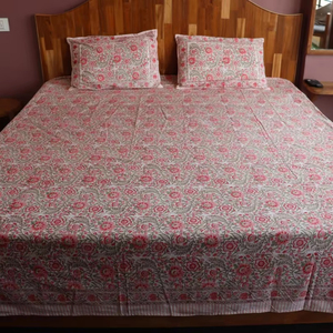 Ethnic Indian Hand Block Print Cotton <b>Bedding</b> Set Handmade Bedsheet with Pillow Covers <b>Queen</b> and King <b>Size</b> - Product Image 1