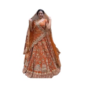 Trabajo de bordado pesado hecho a mano de calidad Premium Lehenga Choli diseño de lujo para mujeres tela de red para bodas colección de exportación - Product Image 1