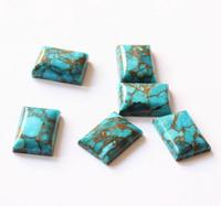 Turquoise Cuivre Bleu Naturel Forme Rectangulaire Cabochon à Dos Plat pour Fabrication de Bijoux Toutes Tailles Bagues DIY en Pierres Précieuses à Changement de Couleur
