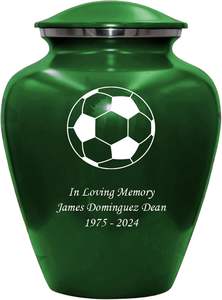 Urna de cremación de fútbol, urna funeraria personalizada para adultos humanos para amantes de los deportes, urna personalizada con bolsa de terciopelo, tamaño personalizado verde - Product Image 2