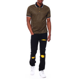 Camiseta de manga corta regular para hombre, camisetas de polo personalizadas de algodón, ropa informal para correr, camiseta con patrón sólido para uso en la calle - Product Image 4