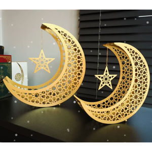 Portavelas de té Vintage con forma de Luna, portavelas de Metal dorado, accesorios de decoración de Ramadán para el hogar, portavelas decorativo - Product Image 4