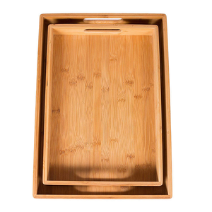 Bandeja de Servir Rectangular de Bambú Ecológica, Grande, con Asa, Paquete de 3 al por Mayor - Product Image 5