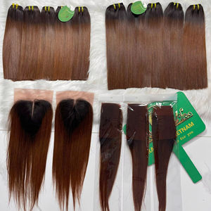 Extensions de cheveux humains bruts Remy à double trame, traitées à la machine, lisses et ondulées, fournisseur vietnamien, lot de perruques - Product Image 1