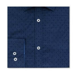 Camicia Elegante da Uomo Ryan Seacrest Distinction, Vestibilità Slim, Tessuto Elasticizzato Dobby, 100% Cotone, Blu, Taglia 16X32-33 - Product Image 3