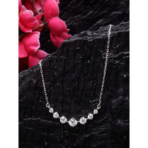 Pendentif CLARA en argent sterling 925 plaqué rhodium avec 7 pierres, chaîne géométrique, diamant en or blanc, zircon, cadeau pour femmes et filles - Product Image 2