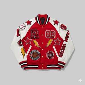 Chaqueta Universitaria Negra, Felpa de Algodón Premium, Logotipo Personalizado con Estampado 3D, Chaqueta Bomber de Béisbol, Ropa Urbana para Hombre - Product Image 2