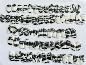 Par de piedras de cabujón de jaspe de cebra negro blanco Natural de grado AAA +, tamaño personalizado, jaspe de cebra negro suelto, par de piedras de jaspe Natural - Product Image 2
