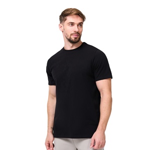 T-shirts à col rond pour hommes de qualité supérieure, légers, en coton pour l'été, t-shirts pour hommes 180GSM, t-shirt basique noir à col rond personnalisé - Product Image 4